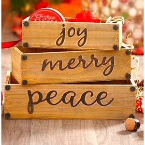 New 3 Wooden Tray Boxes Decor Storage